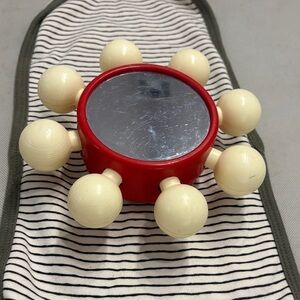 Vintage Playskool No.45 Baby Rattle Mirror Toy Red Cream